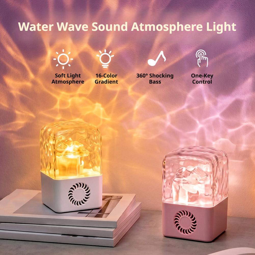Home Decor Range - 水波紋プロジェクションナイトライト ブルートゥーススピーカー リモコン付き 調光機能付き アンビエントライト 寝室
