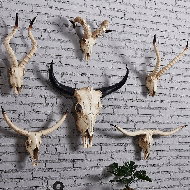 Home Decor Brand - 人工牛の頭蓋骨羊の頭蓋骨の壁の装飾手作り農家の装飾壁の彫刻ホームバーレストランの装飾