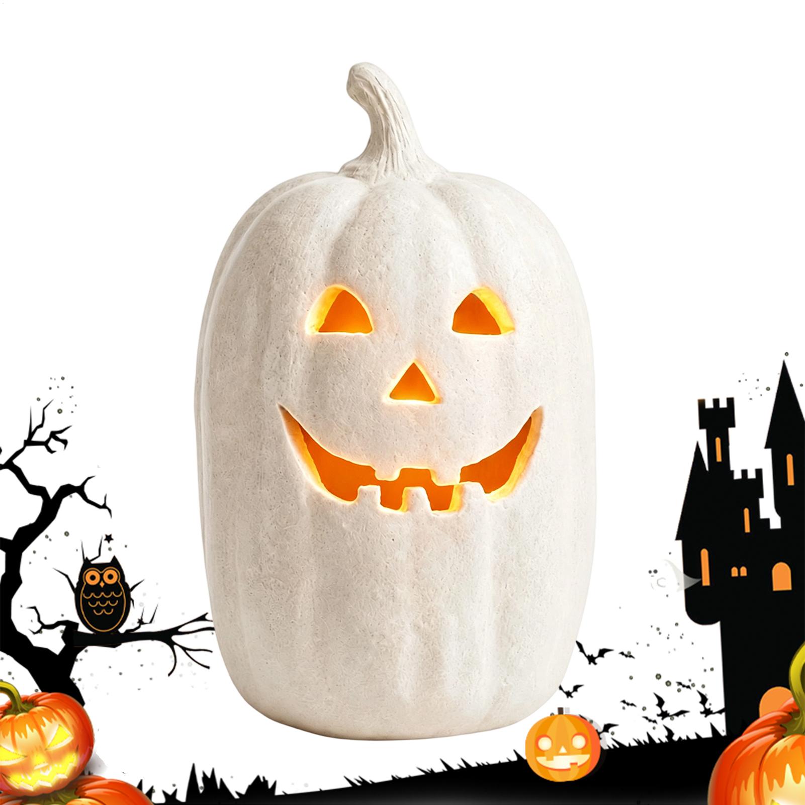 Home Decor Halloween - 不気味なカボチャランタン カボチャの手作り樹脂ランタン センターピース ハロウィンの家の装飾 室内卓上センターピース用
