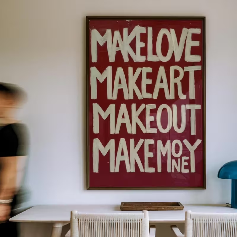 Home Decor Handmade - モダン、レトロな自作の「Love Kisses Me」の引用句ウォールアートプリントキャンバス絵画ポスター、リビングルーム、寝室の家の装飾用