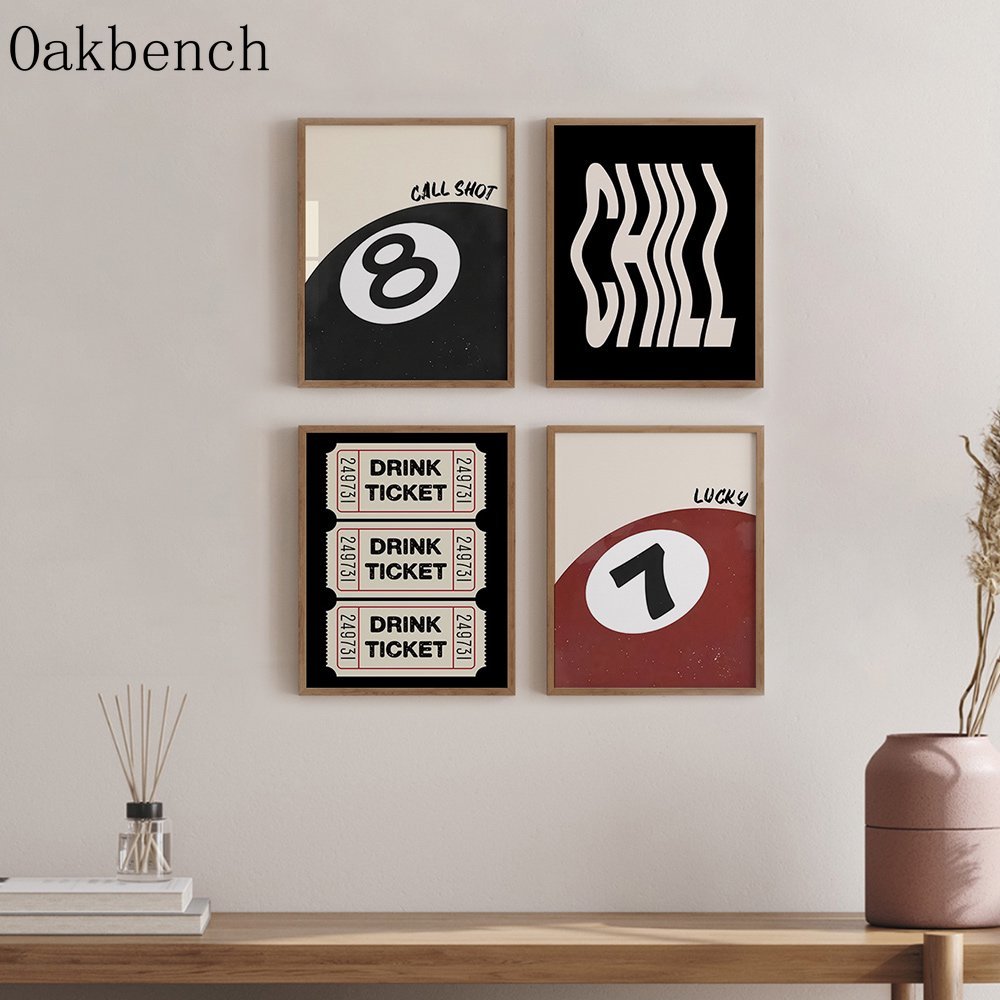 Home Decor Aesthetic Pinterest - レトロなグッドタイムズチケットウォールデコレーション、黒と赤のビリヤード、スタイリッシュなキャンバスポスター、チルフォントアートプリント、リビングルームデコレーション、フレームなし