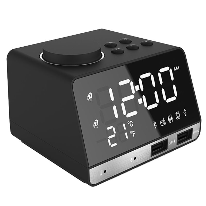 Home Decor Range - B92B-目覚まし時計スピーカー LED デジタルディスプレイ 2 USB 充電ポート付き