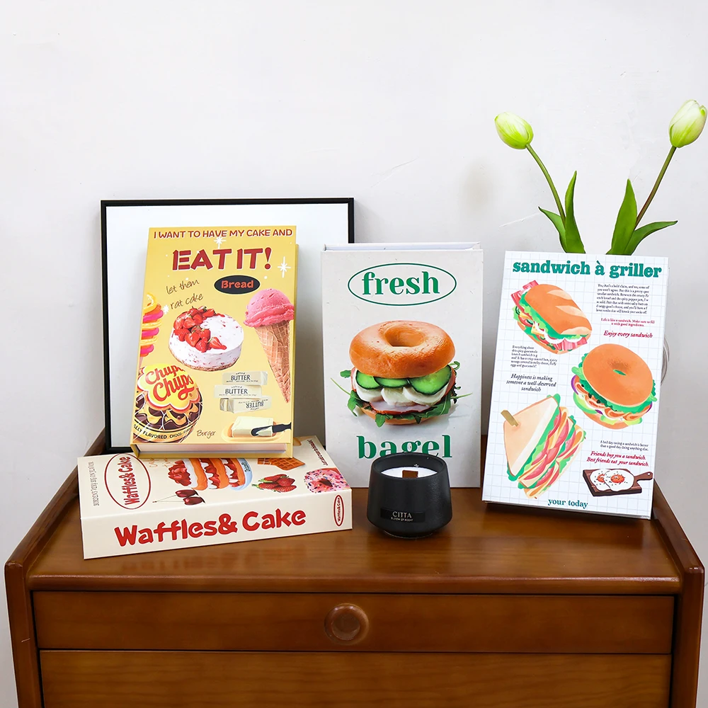 Home Decor Catalog - 色とりどりのオープン可能な収納ボックス,偽の本の装飾,コーヒーテーブル,家の装飾,流行の食品