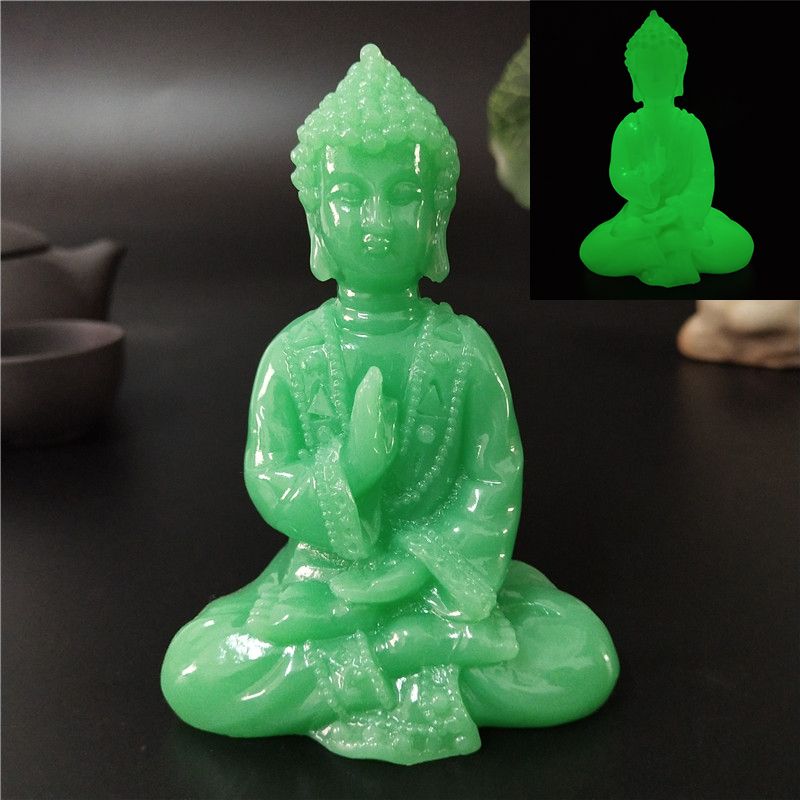 Home Decor Brand - グローイング瞑想仏像人工ヒスイ石飾りタイ仏彫刻置物発光家の庭の装飾