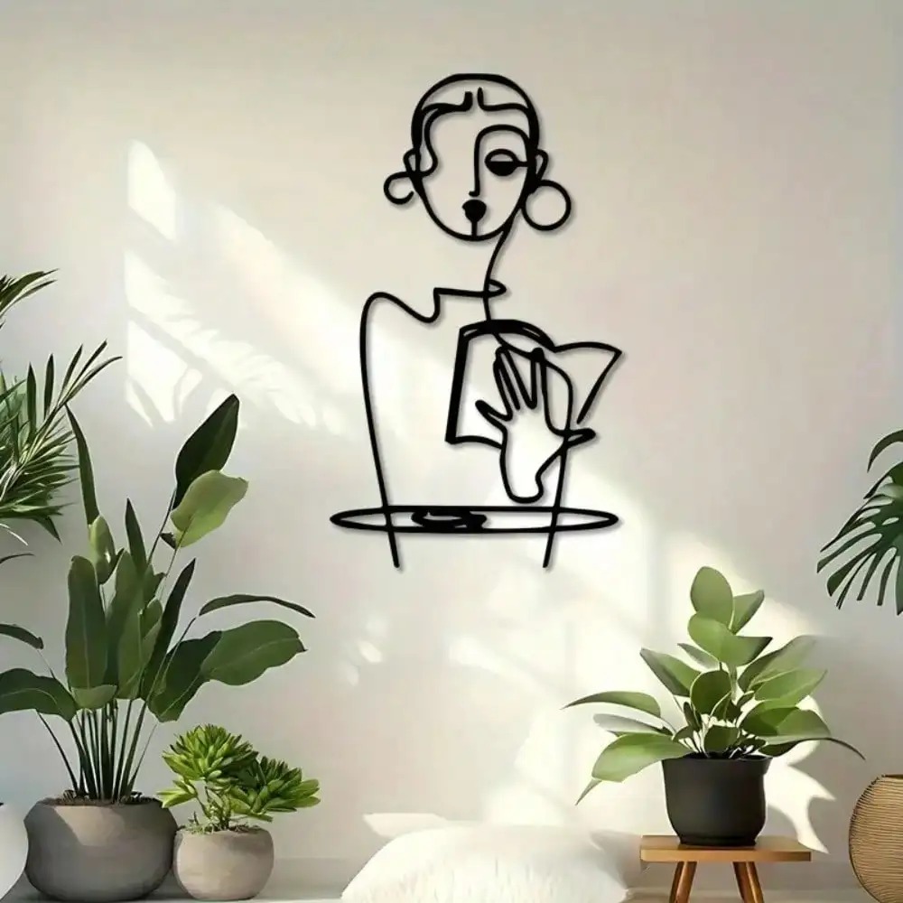 Home Decor Brand - ブランドミニマリスト女性メタルウォールアートラインアート鉄製シルエット彫刻家の装飾ギフト