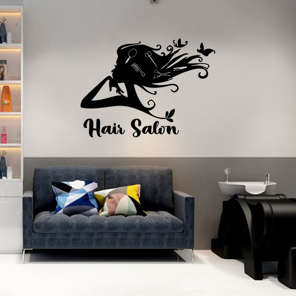 Home Decor Sticker - 1PC カラフルな理髪店カスタマイズ可能な名前ホームデコレーション Pvc デカール家の装飾デカールクリエイティブステッカー