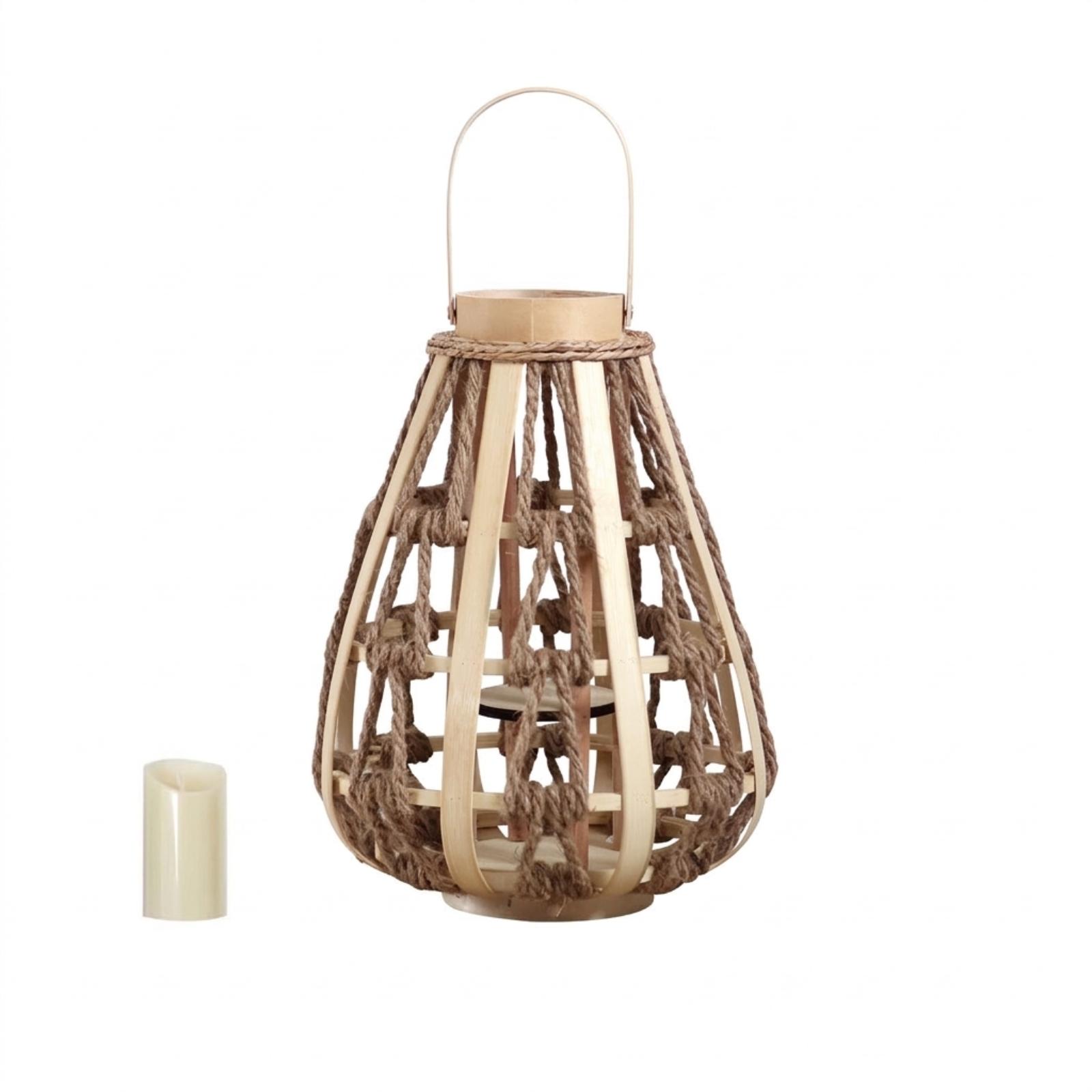 天然木ロープランタンキャンドルホルダー 手作りの涙型デザイン - Home Decor Handmade のレビューと価格
