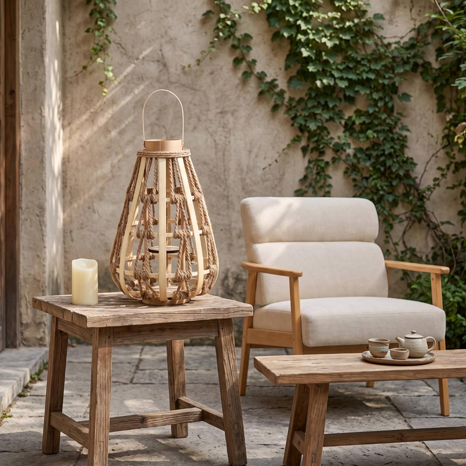 天然木ロープランタンキャンドルホルダー 手作りの涙型デザイン - Home Decor Handmade のレビューと価格