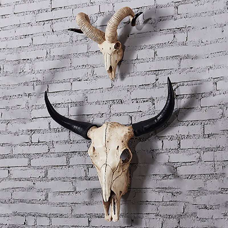 人工牛の頭蓋骨羊の頭蓋骨の壁の装飾手作り農家の装飾壁の彫刻ホ - Home Decor Brand のレビューと価格