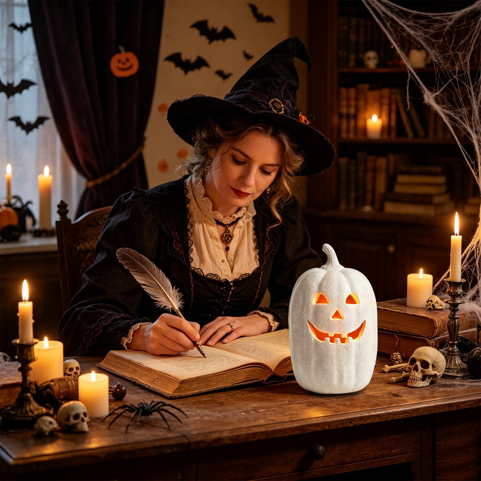 不気味なカボチャランタン カボチャの手作り樹脂ランタン セン - Home Decor Halloween のレビューと価格