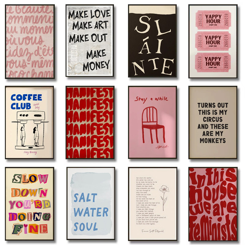 シンプルなトレンディなテキスト印刷ポスター、シンプルなキャン - Home Decor Aesthetic Pinterest のレビューと価格