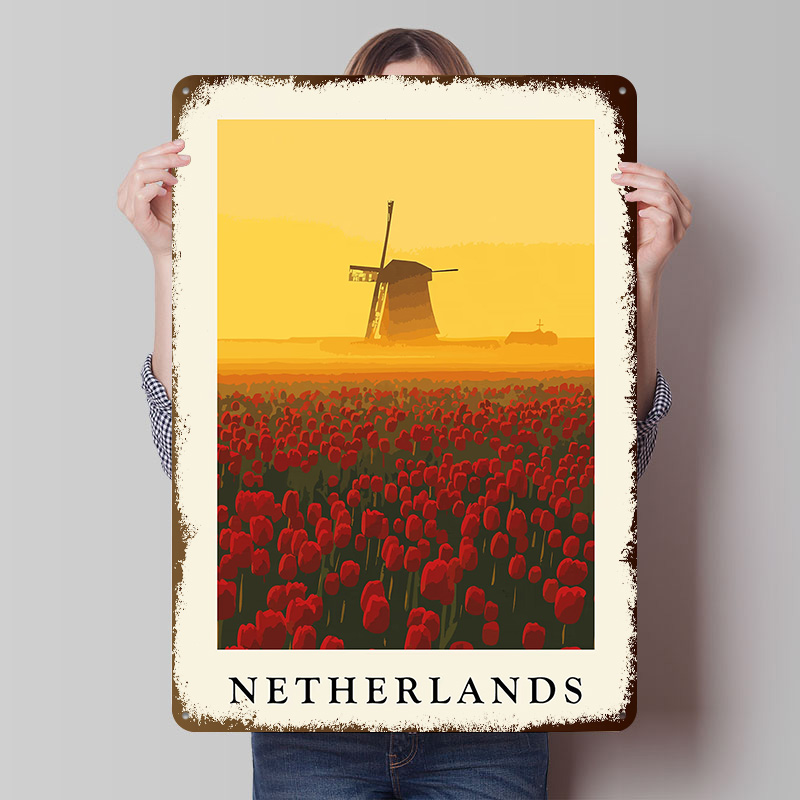 オランダの風車とチューリッププリントプリントポスターカスタマ - Home Decor Netherlands のレビューと価格