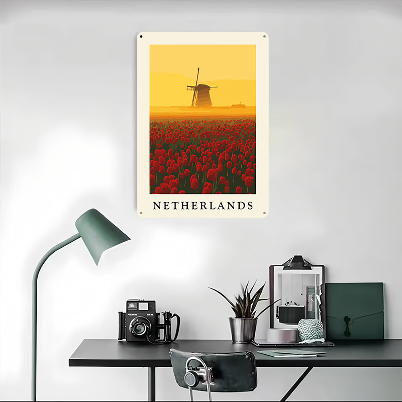 オランダの風車とチューリッププリントプリントポスターカスタマ - Home Decor Netherlands のレビューと価格
