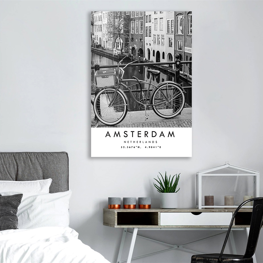 アムステルダム旅行プリントポスター オランダポスター 白黒プ - Home Decor Netherlands のレビューと価格