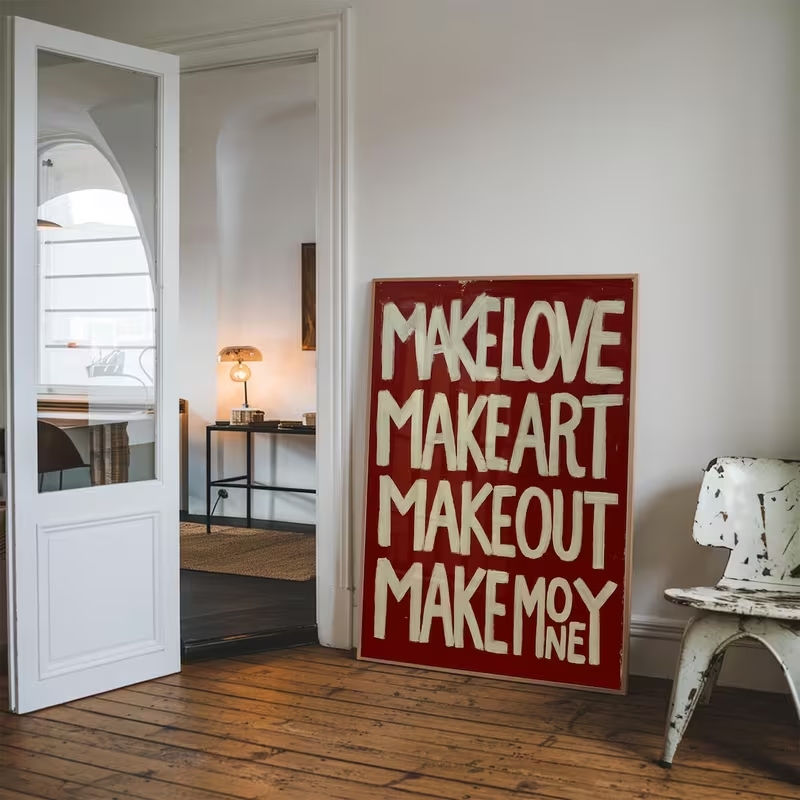 モダン、レトロな自作の「Love Kisses Me」の引用 - Home Decor Handmade のレビューと価格
