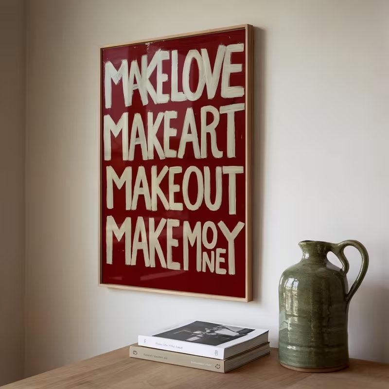 モダン、レトロな自作の「Love Kisses Me」の引用 - Home Decor Handmade のレビューと価格