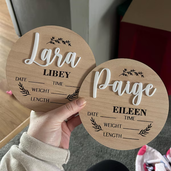1個入りカスタムベビーアナウンスメントサイン木製名札、ホーム - Home Decor Xmas のレビューと価格