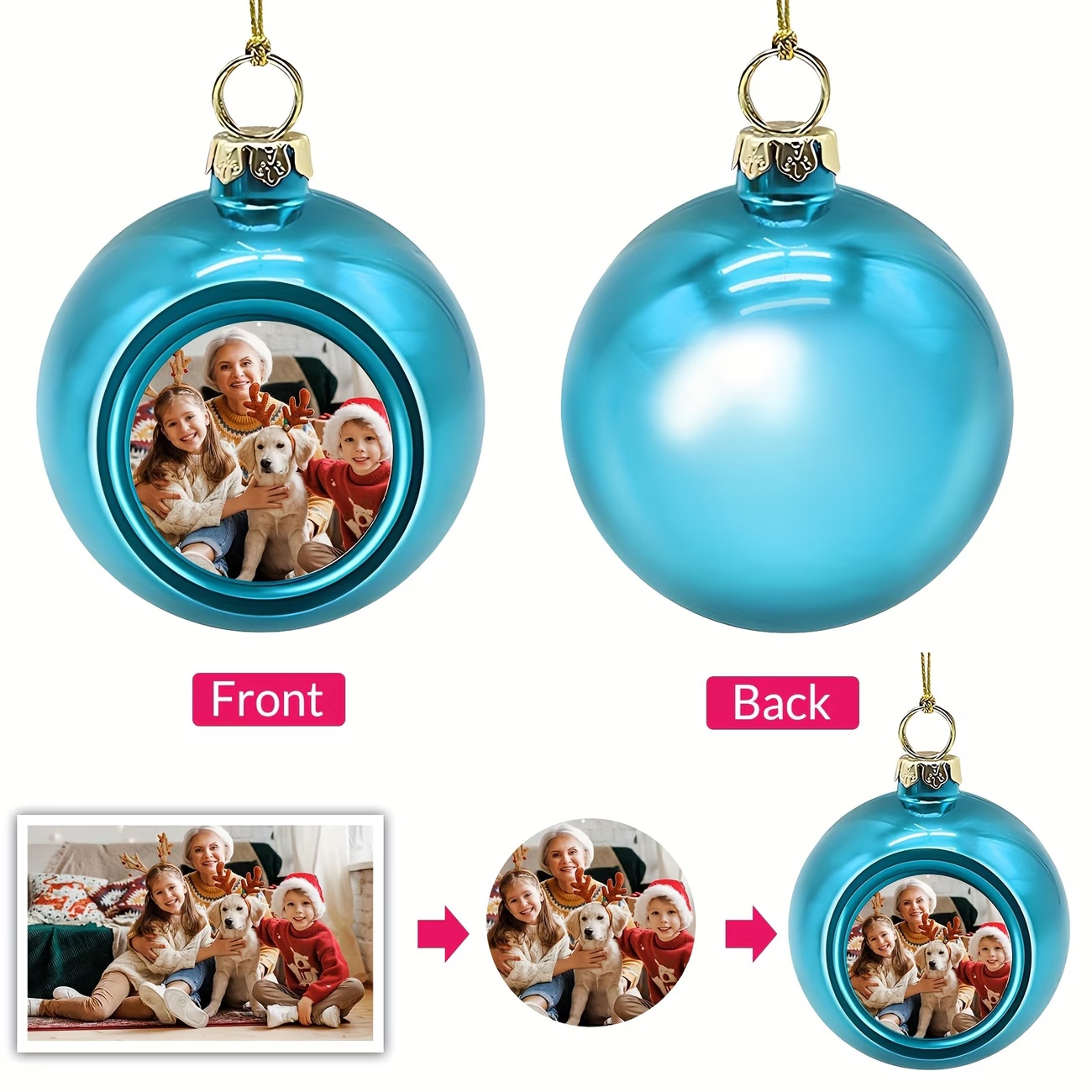 カスタム写真入りクリスマスオーナメント、DIYパーソナライズ - Home Decor Xmas のレビューと価格
