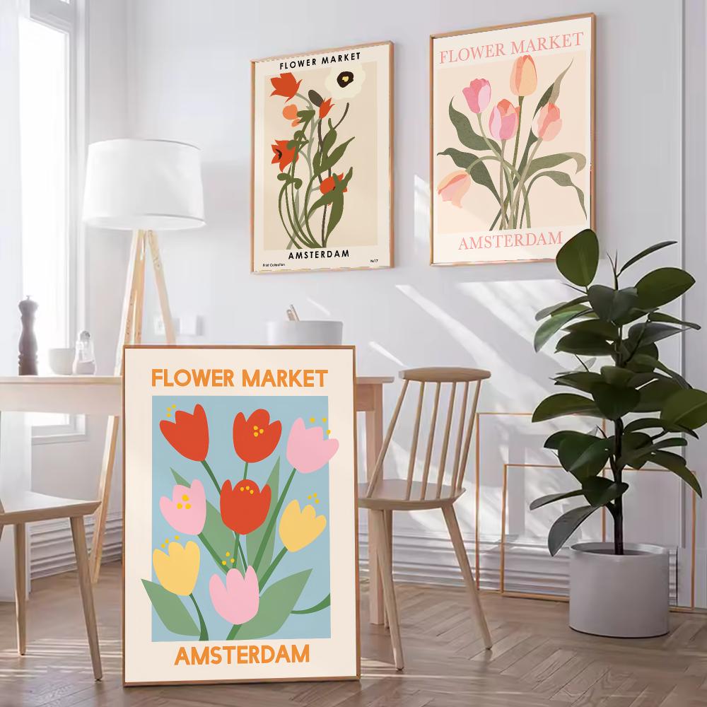 アムステルダムフラワーマーケットHDウォールアートポスター、 - Home Decor Netherlands のレビューと価格