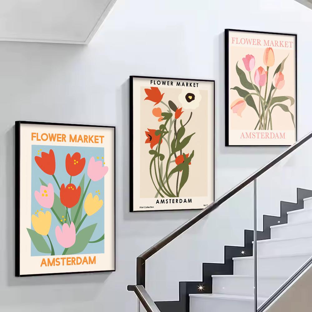 アムステルダムフラワーマーケットHDウォールアートポスター、 - Home Decor Netherlands のレビューと価格