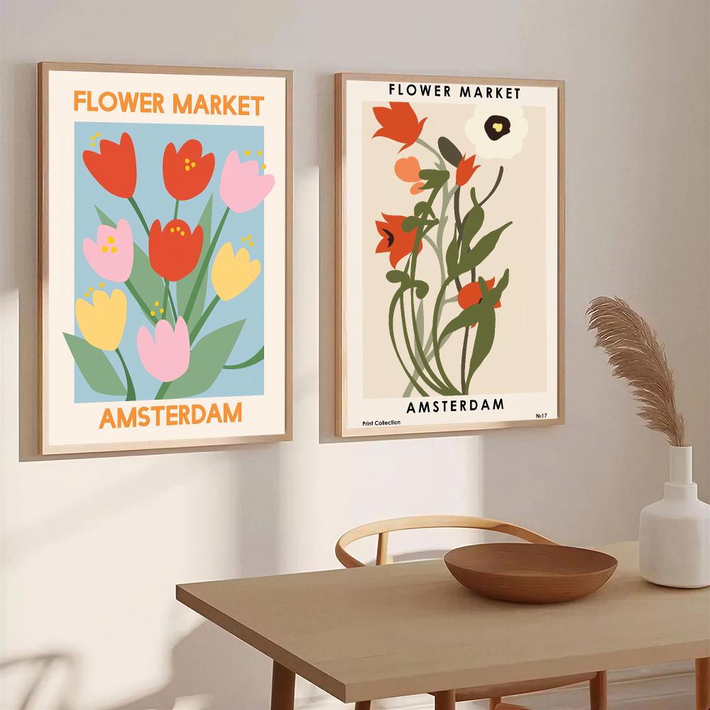 アムステルダムフラワーマーケットHDウォールアートポスター、 - Home Decor Netherlands のレビューと価格