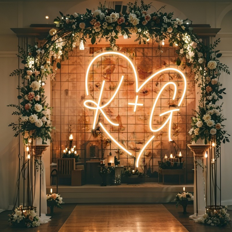 カスタムイニシャルハートLEDネオンサイン、結婚式パーティー - Home Decor Xmas のレビューと価格