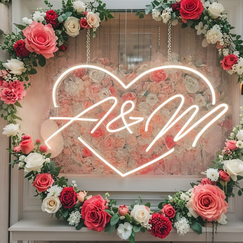 カスタムイニシャルハートLEDネオンサイン、結婚式パーティー - Home Decor Xmas のレビューと価格