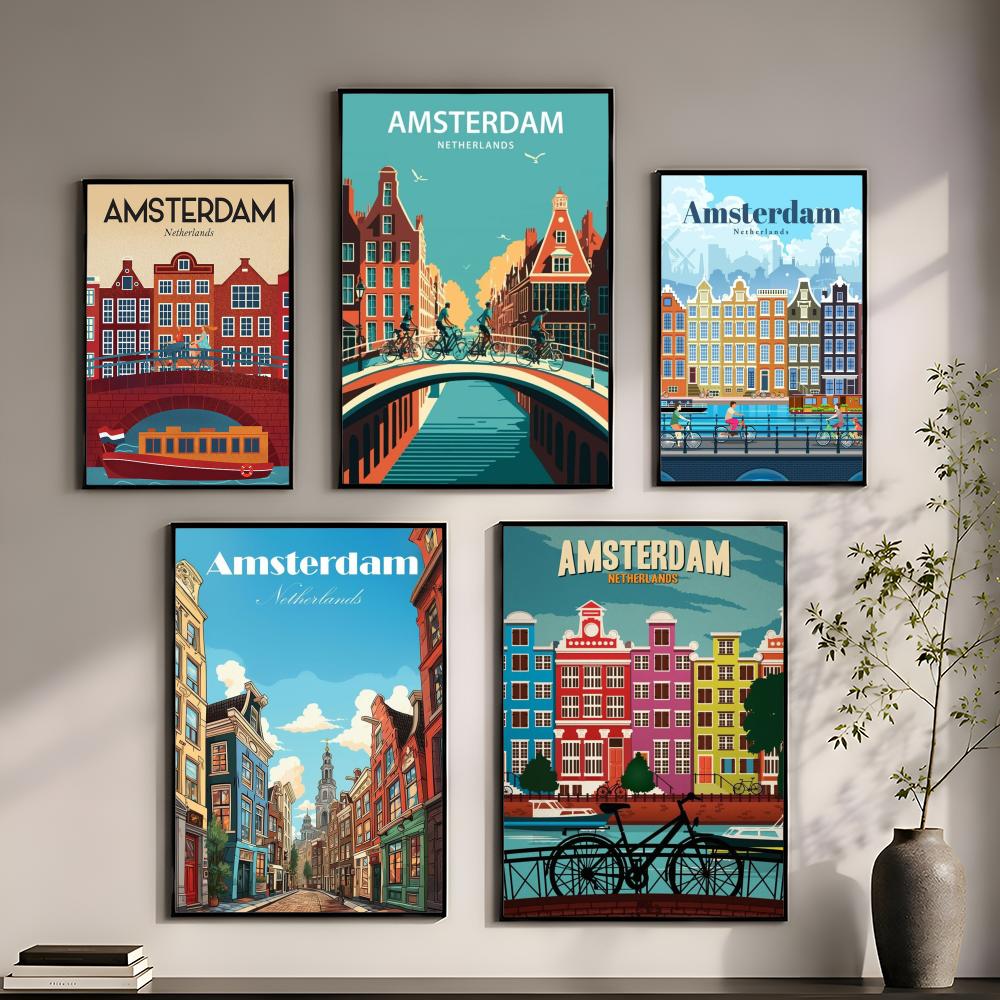 アムステルダムオランダポスター完璧なステッカー自己粘着オフィ - Home Decor Netherlands のレビューと価格