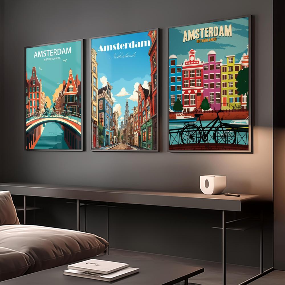 アムステルダムオランダポスター完璧なステッカー自己粘着オフィ - Home Decor Netherlands のレビューと価格