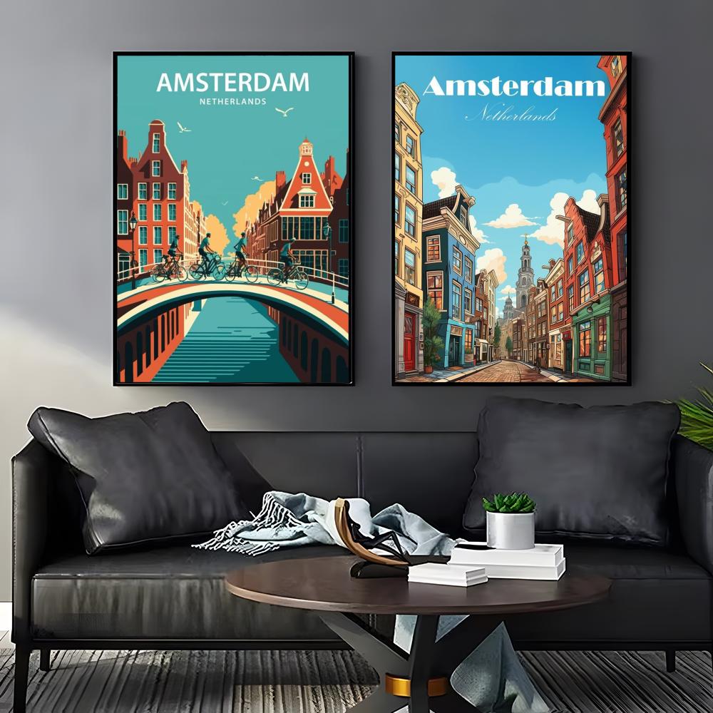アムステルダムオランダポスター完璧なステッカー自己粘着オフィ - Home Decor Netherlands のレビューと価格