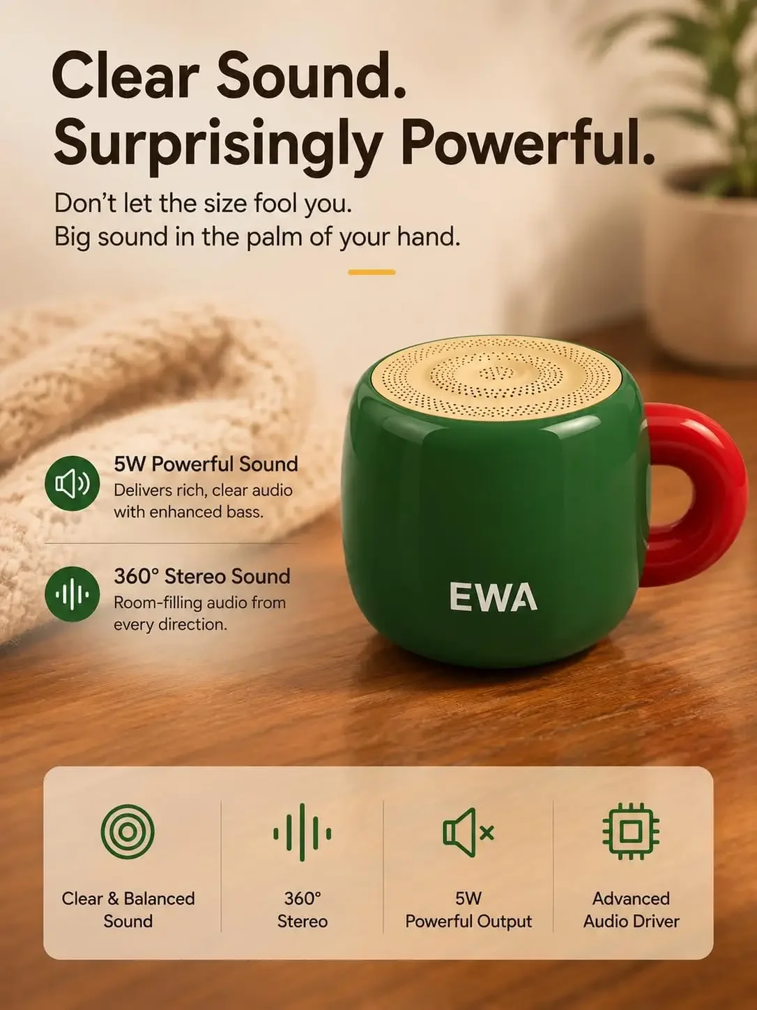 EWA カップ型ミニBluetoothスピーカー ワイヤレス - Home Decor Range のレビューと価格
