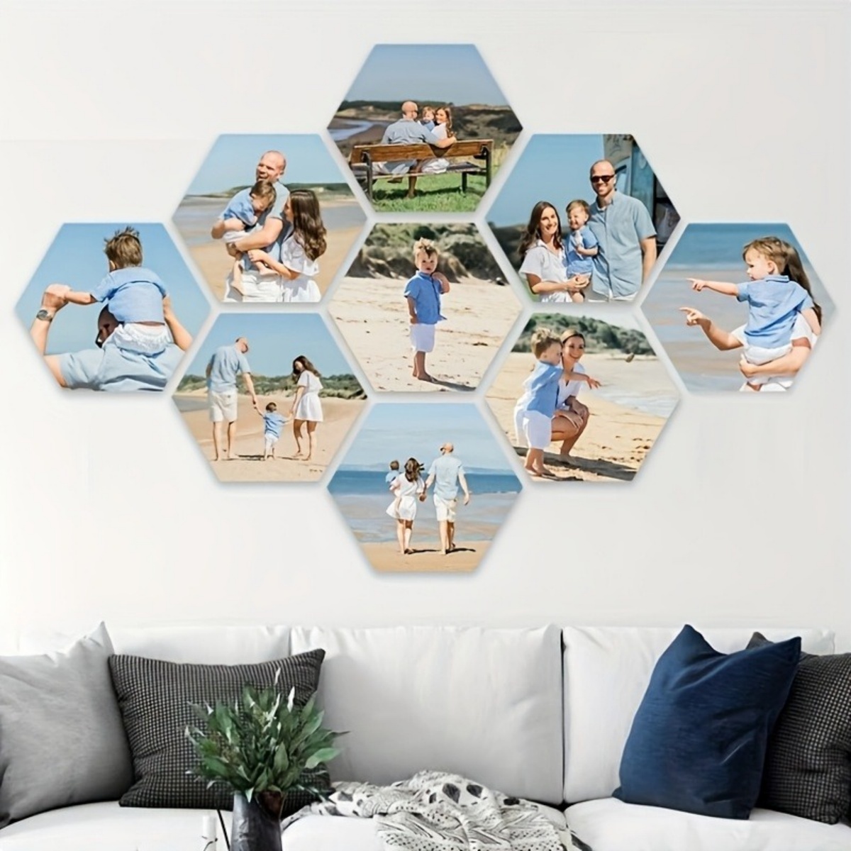 カスタムウォールデコレーション — モダンな六角形の写真プリ - Home Decor Xmas のレビューと価格