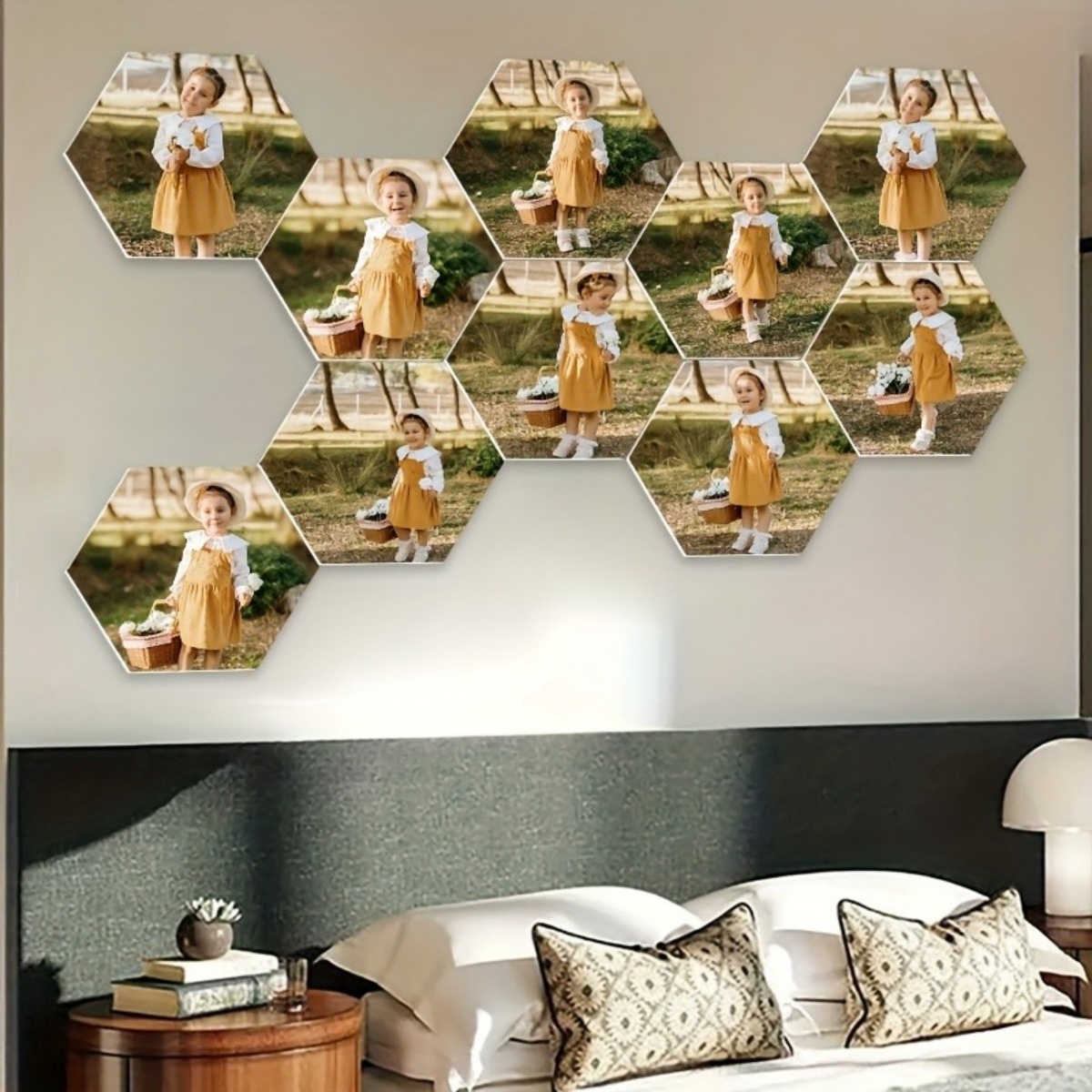 カスタムウォールデコレーション — モダンな六角形の写真プリ - Home Decor Xmas のレビューと価格