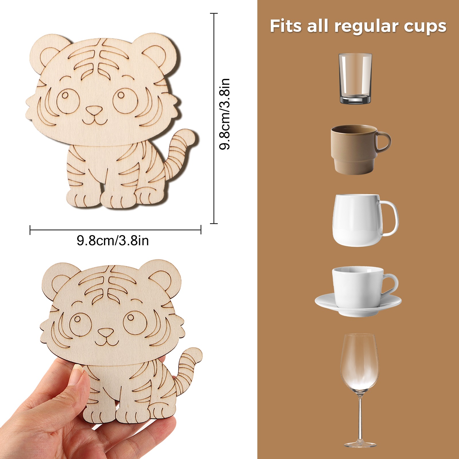 10 ピース/セットタイガー動物未完成木製装飾品コースター結 - Home Decor Handmade のレビューと価格
