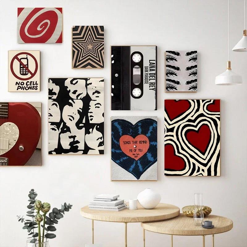 ポスター Y2K ロックスタイル キャンバス絵画 抽象画 リ - Home Decor Aesthetic Pinterest のレビューと価格