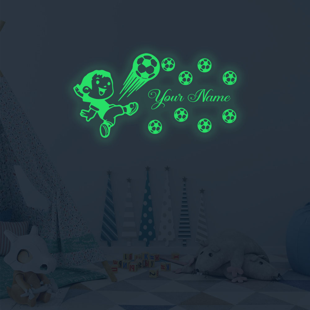 1pc クリエイティブサッカーサッカー選手カスタム名発光ステ - Home Decor Sticker のレビューと価格