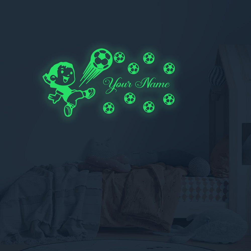 1pc クリエイティブサッカーサッカー選手カスタム名発光ステ - Home Decor Sticker のレビューと価格