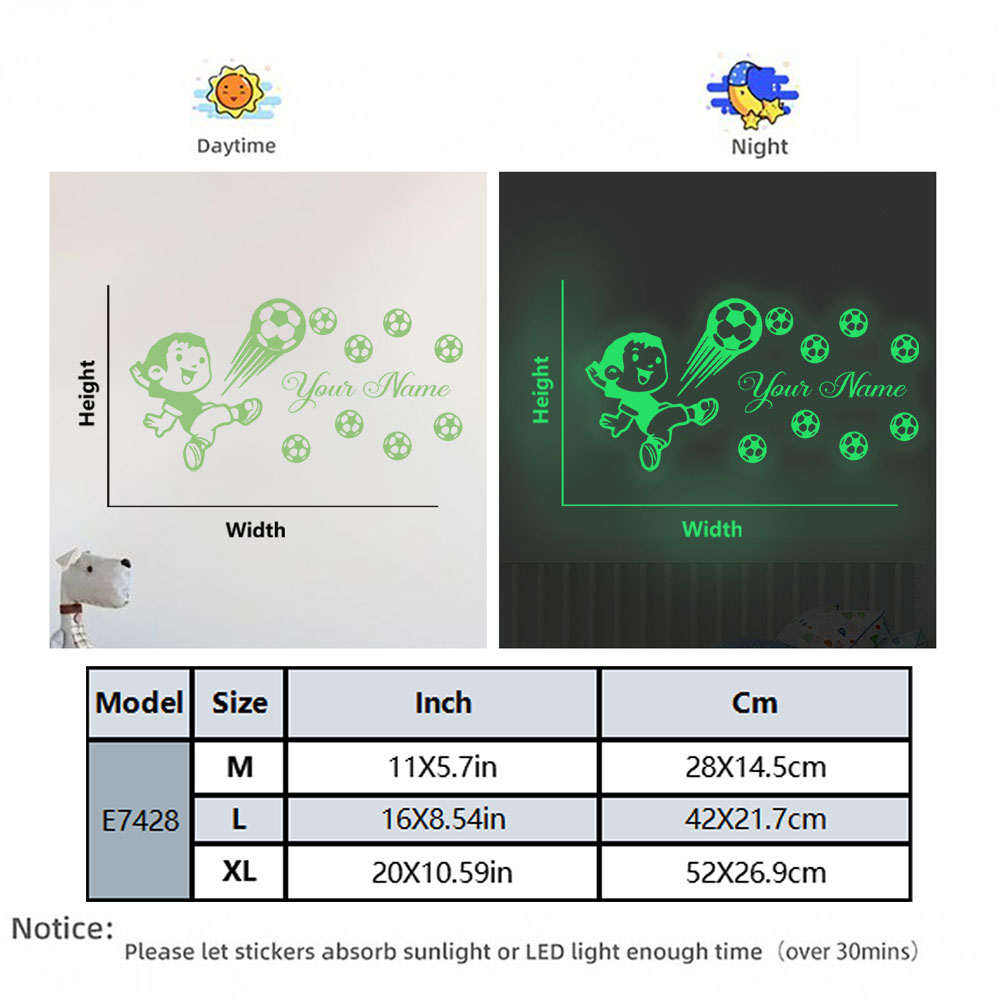1pc クリエイティブサッカーサッカー選手カスタム名発光ステ - Home Decor Sticker のレビューと価格