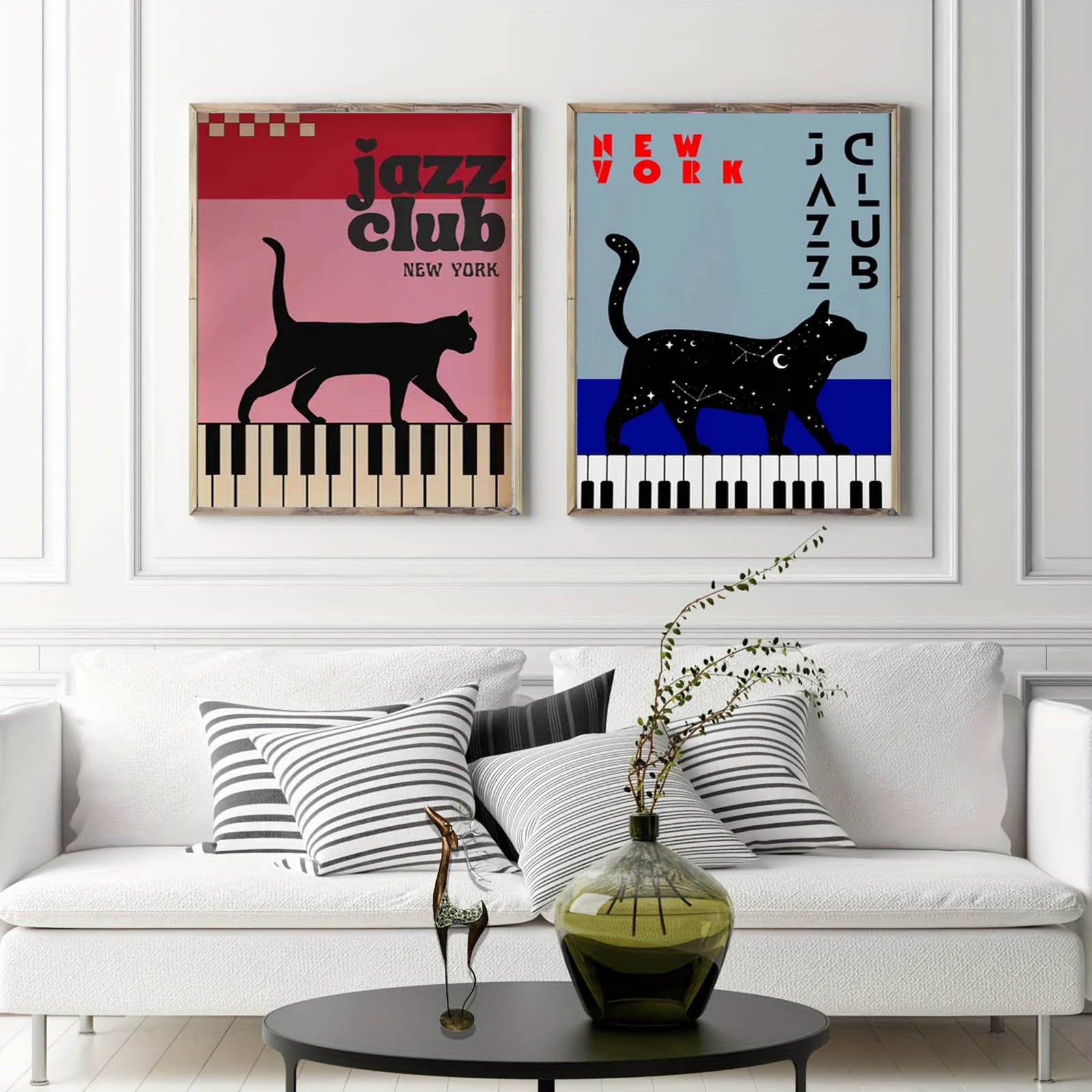 1pc 黒猫ピアノキャンバスアートポスターフォーチュンキャッ - Home Decor Aesthetic Pinterest のレビューと価格