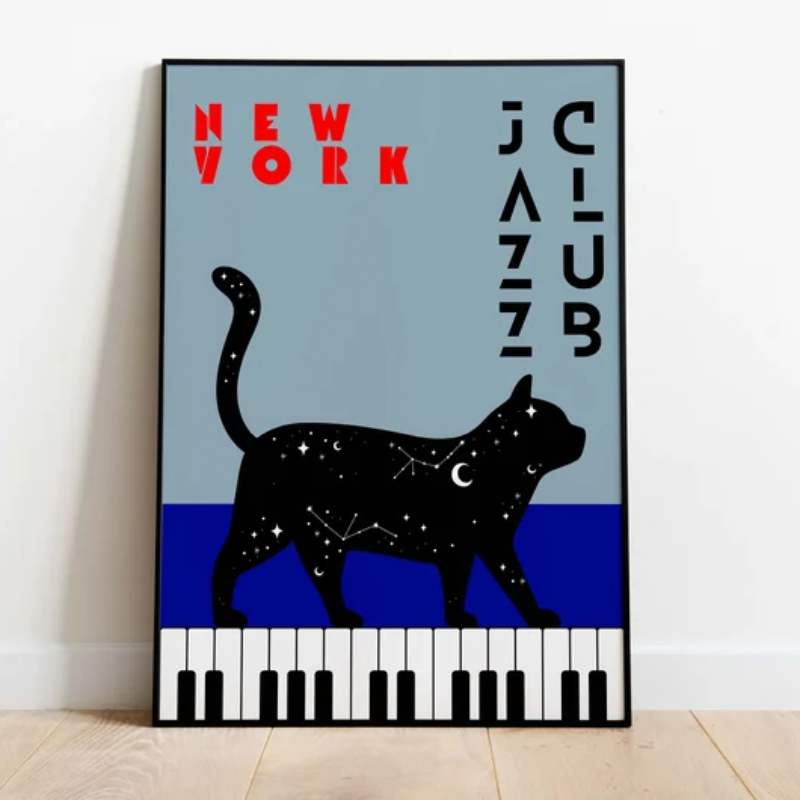 1pc 黒猫ピアノキャンバスアートポスターフォーチュンキャッ - Home Decor Aesthetic Pinterest のレビューと価格