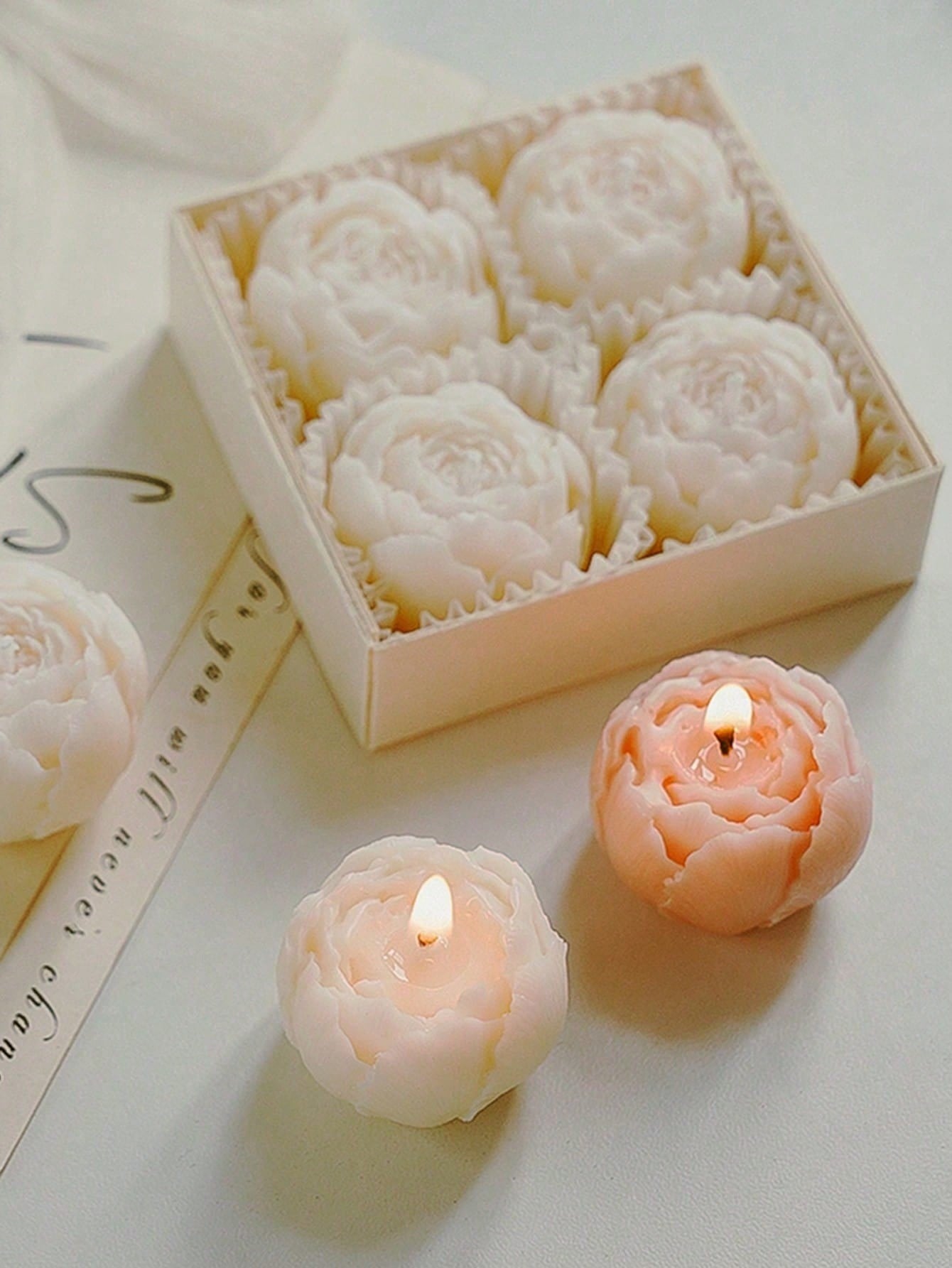 4個入り/箱 ローズの香りのソイワックスキャンドル、手作り、 - Home Decor Handmade のレビューと価格