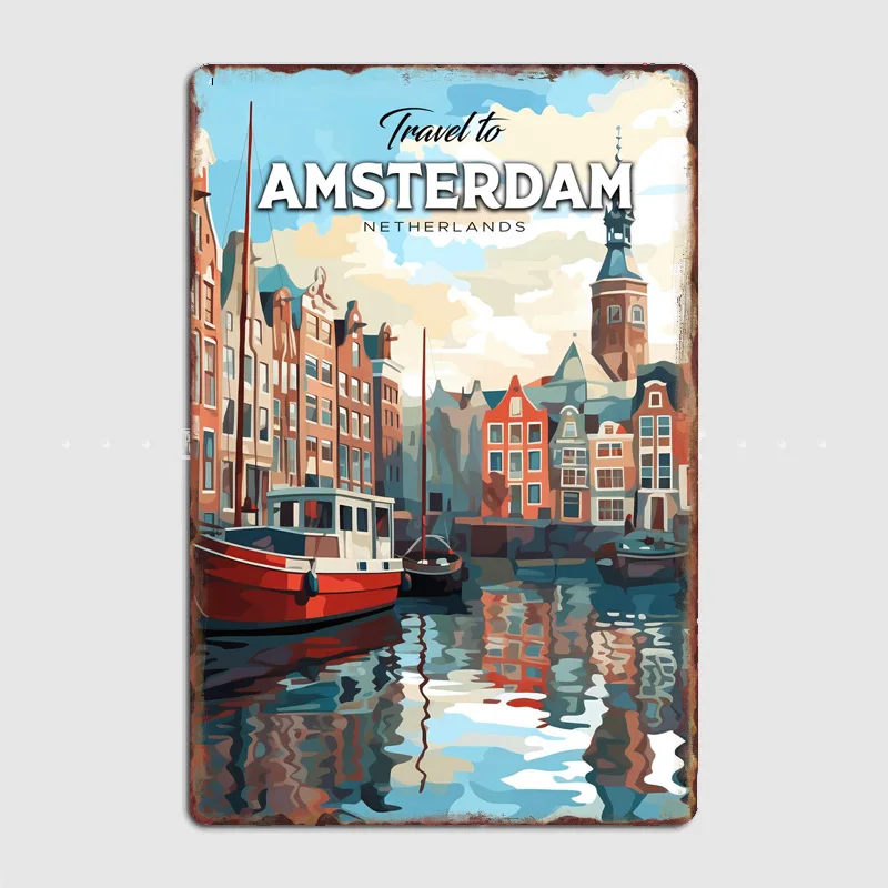 アムステルダムオランダ旅行景勝地レトロポスターメタルサイン壁 - Home Decor Netherlands のレビューと価格