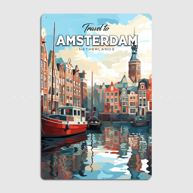 アムステルダムオランダ旅行景勝地レトロポスターメタルサイン壁 - Home Decor Netherlands のレビューと価格
