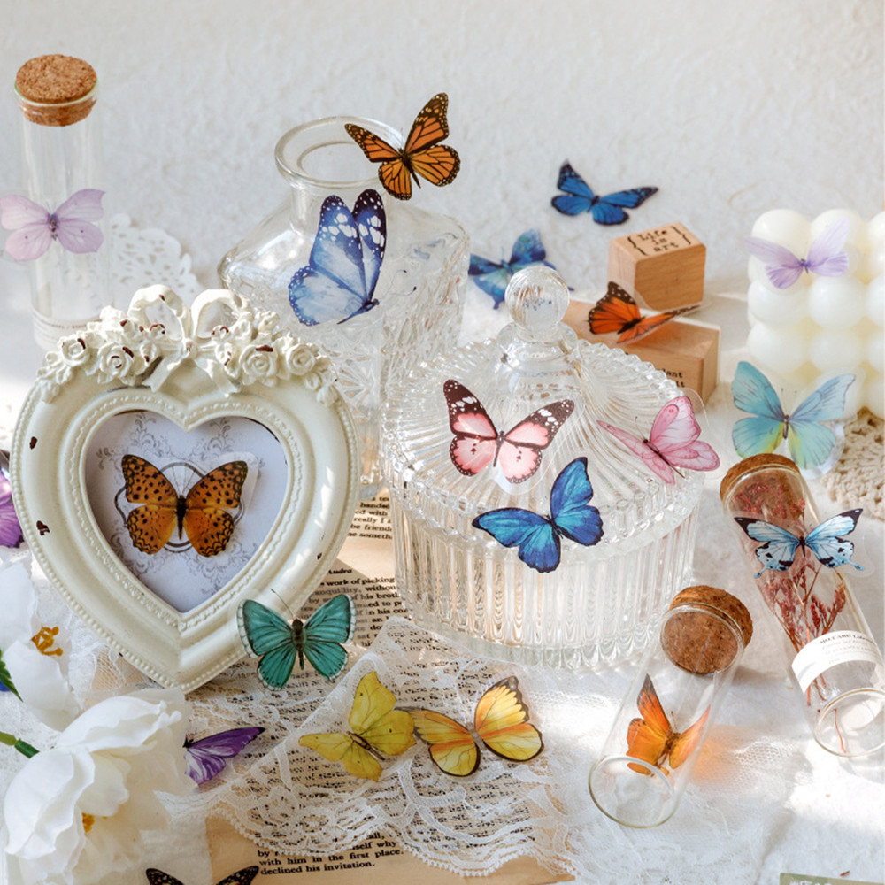 透明な装飾的な蝶のステッカー40ピース/バッグ,日曜大工,エ - Home Decor Catalog のレビューと価格