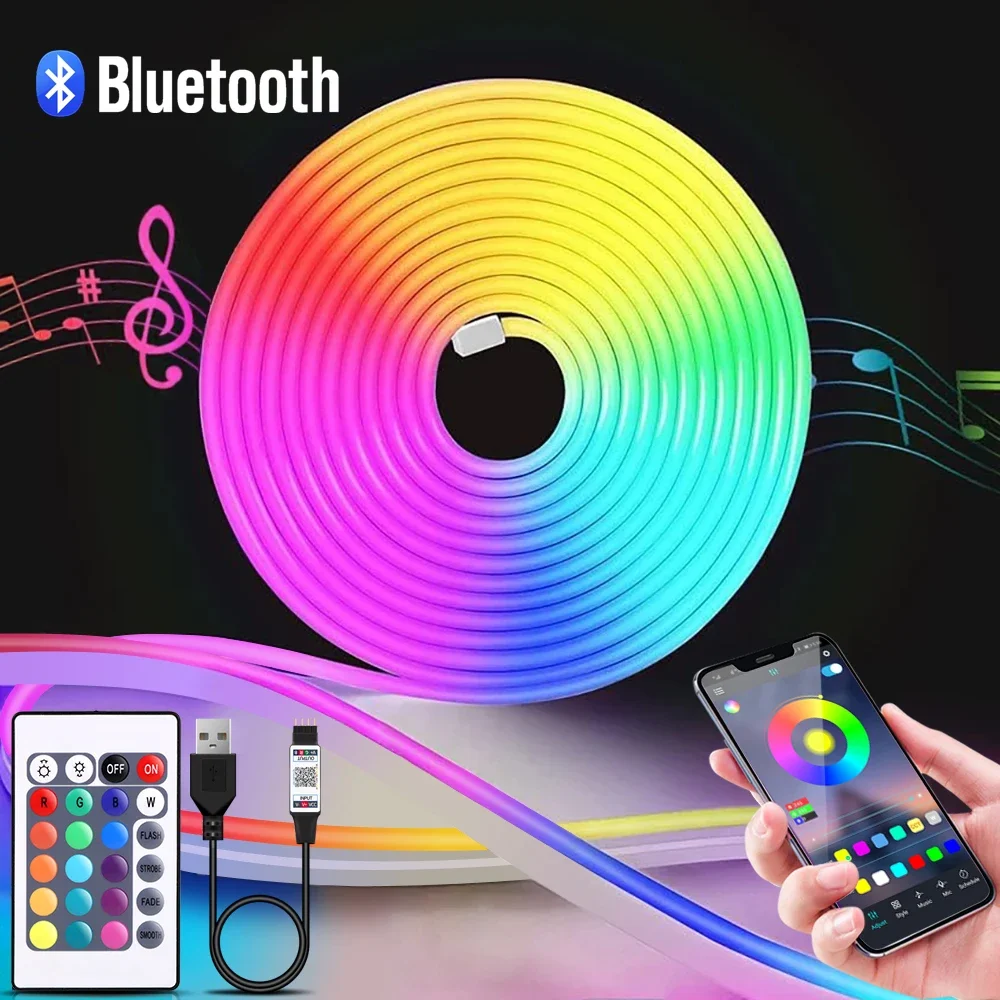 1-5m RGB LEDネオンストリップライト 5V USB - Home Decor Free App のレビューと価格